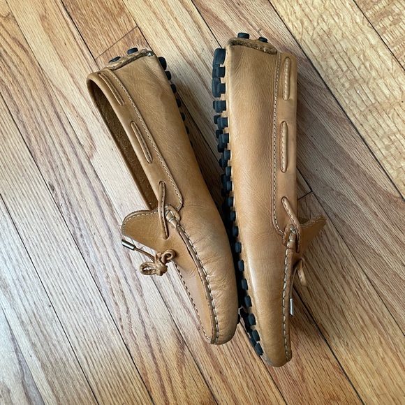 Vintage Leather Slip on Tomboy Masc Preppy Casual rubber outsole Moccasins Work - Picture 3 of 9